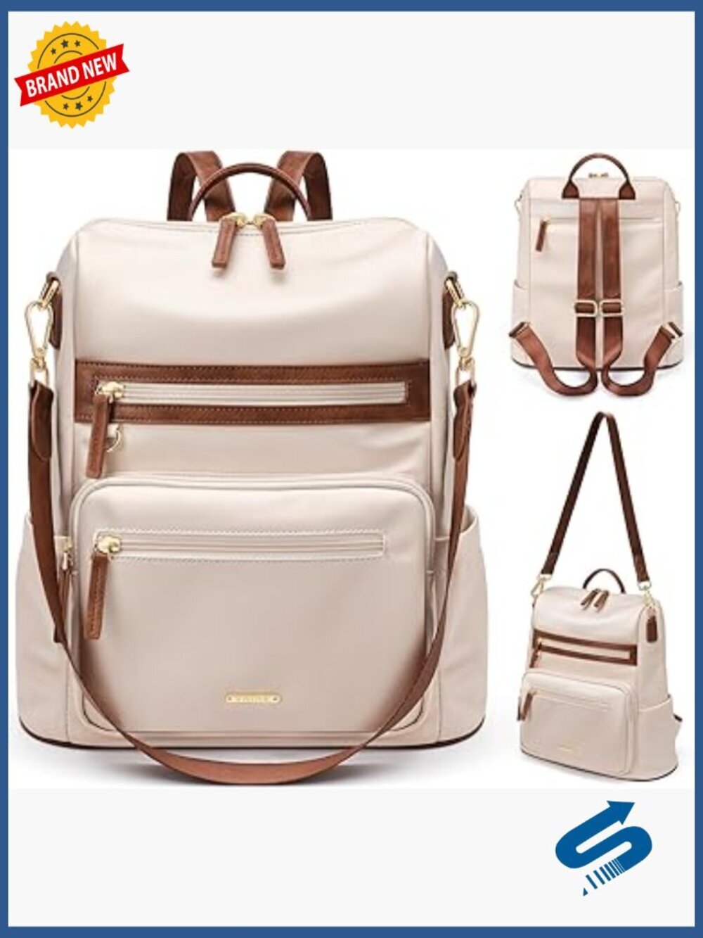 Anti Theft PU Leather Backpack Purse for Women Travel Laptop Bag